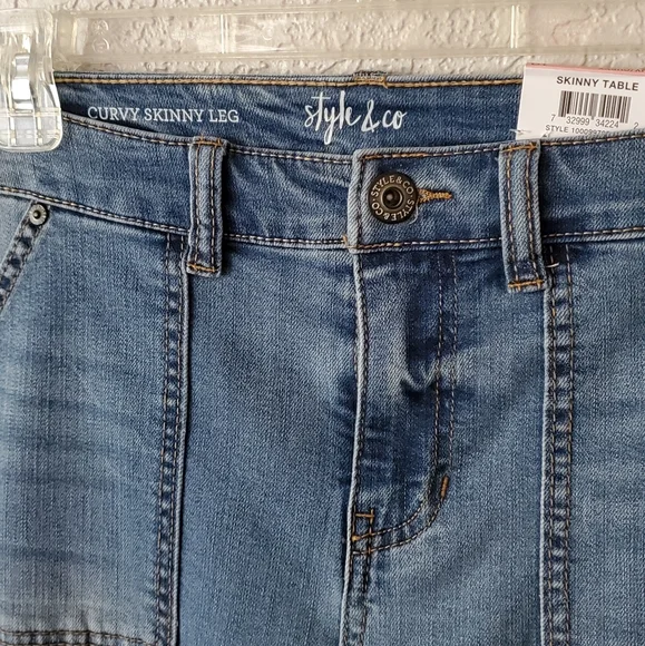 Style & Co. Blue Curve fit Mid rise Tummy control Skinny leg Ripped Jeans sz 10 - Picture 5 of 7